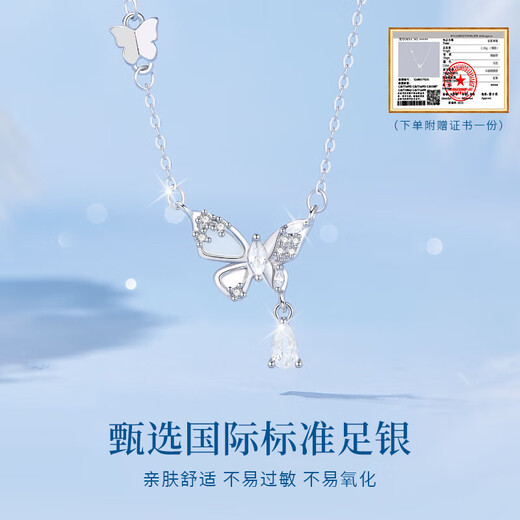 Chinese Jewelry Pure Silver Sparkling Dream Butterfly Necklace for Women 2025 New Light Luxury High-Quality Pendant Practical Birthday Gift for Girlfriend