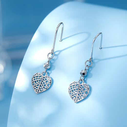 Luxury Pearl pt950 platinum heart-shaped earrings fashion niche design platinum earrings 1.93g