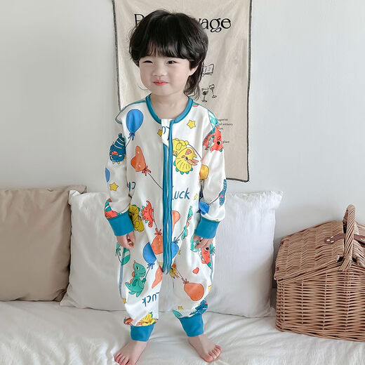 Autumn and winter children's sleeping bag double-layer pure cotton thickened baby split-legged constant temperature spring and autumn all-season pajamas anti-kicking quilt color B Siguangnian double-layer pure cotton autumn and winter 1925 110cm