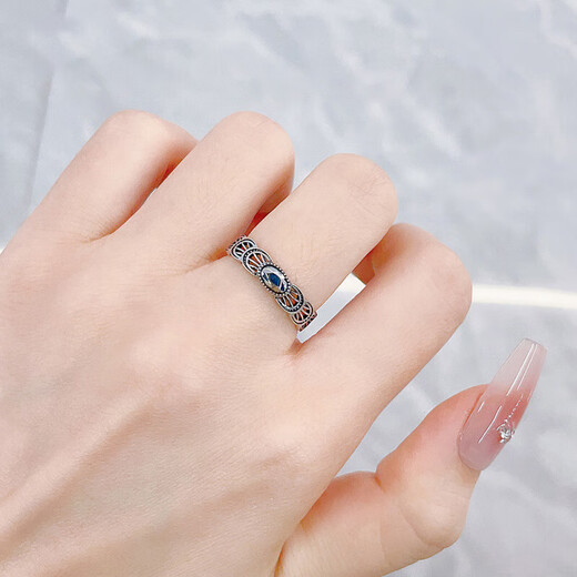 Laofu gold platinum ring pt950 electric black gold imitation gemstone oval ring for men as a birthday gift for boyfriend and husband, about 3.32g