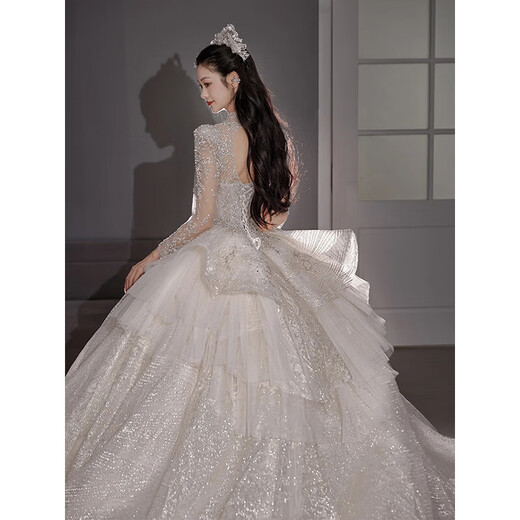 Flash Girl (Shandongshaonv) Vestido de novia Bride Hilo principal Industria pesada Tail al alto cableado NUEVA INDUSTRIA PESADA FRANCE FRANCE ENTERA PRINCIPAL Textura de hilo principal
