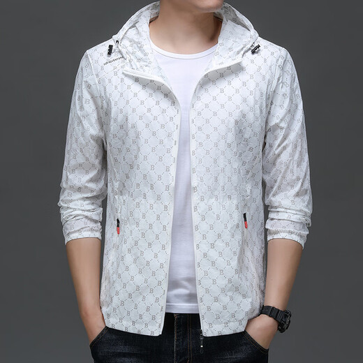 AX Armani high-end brand summer lightweight ice silk sun protection clothing for men outdoor quick-drying fishing skin clothing hooded clip white M