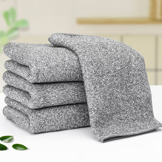 Thickened bamboo charcoal dishcloth, housework, soft fiber dishcloth, kitchen supplies, water-absorbent and oil-removing rag, seamed edge 30*30cm