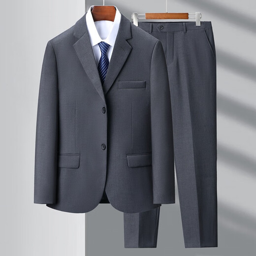 SEVEN 7 Seven brand wool suit suit for middle-aged men, business suit, spring and autumn suit, wedding banquet, men's dress, father's formal suit, two buttons gray (center slit) S 165/46 (please leave a message for what size pants you want)