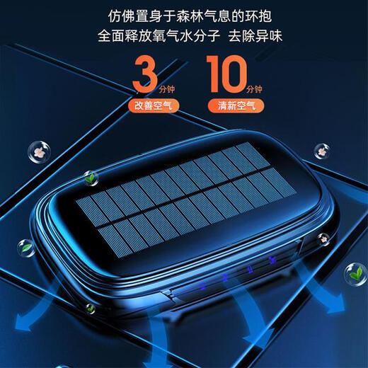Toohello solar car air purifier is suitable for Xiaomi car interior odor removal car negative ion aromatherapy K15 car oxygen air purifier + 3 fragrance tablets