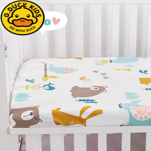 G.duckG dot duckGduck cartoon children's pure cotton bed sheet brushed crib sheet mattress cover waterproof space blue all-season model thick 3-9cm60cm*110cm