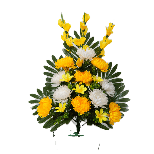 Jingga grave-sweeping fake flowers, silk flowers, fake flowers, Qingming Festival sacrificial flowers, plastic simulated chrysanthemum bouquets placed in front of the tombstones, 15 peony-core silk chrysanthemums (white)