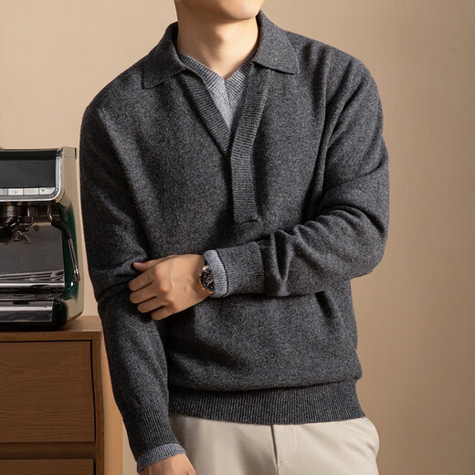 Wirpta high-end brand men's woolen sweater 2026 spring new youth fashion Korean version fake two-piece loose trendy sweater black (ready in stock) L 170 (suitable for 110-135Jin Jin equals 0.5 kg)