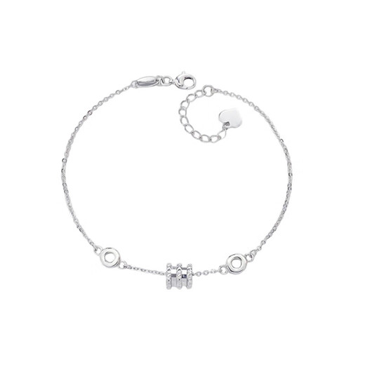 Lao Fengxiang platinum small waist double ring adjustable bracelet as a birthday gift for girlfriend platinum jewelry white gold about 3.8g