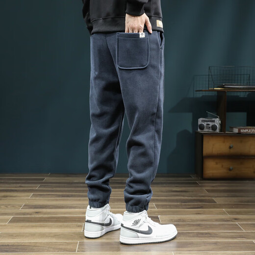 Clearance leakage corduroy casual pants for men in autumn and winter loose leggings sweatpants thickened warm workwear sweatpants Factory direct sales high quality clearance leakage K162 plus velvet gray 3XL Recommended weight 130-140Jin Jin equals 0.5kg Can be worn