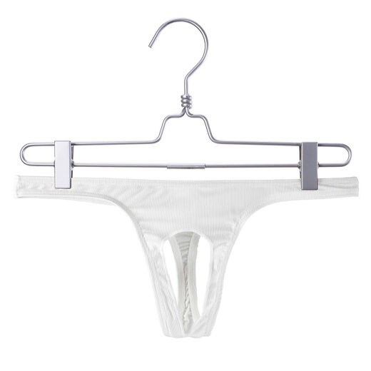 Crotchless underwear men's low-waist sexy hollow front opening thong youth summer threaded sports T-pants white S S
