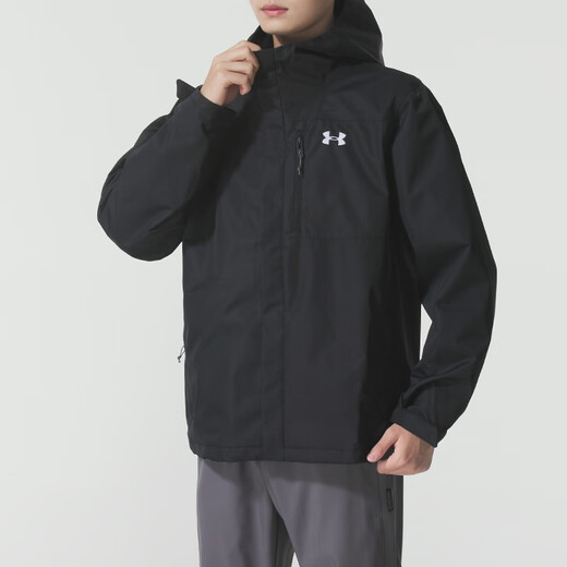 Under Armor Men's Autumn and Winter New Sports Fleece Warm Liner Outdoor Windproof Three-in-One Hooded Jacket 1371585-002 XL