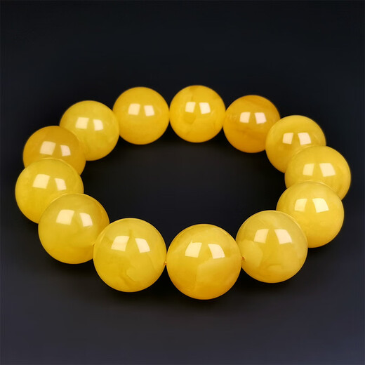 Amber Pai, one object, one picture, one certificate, natural beeswax bracelet, men's bracelet, Russian chicken fat yellow amber, flawless bracelet, 51.53g, 19mm