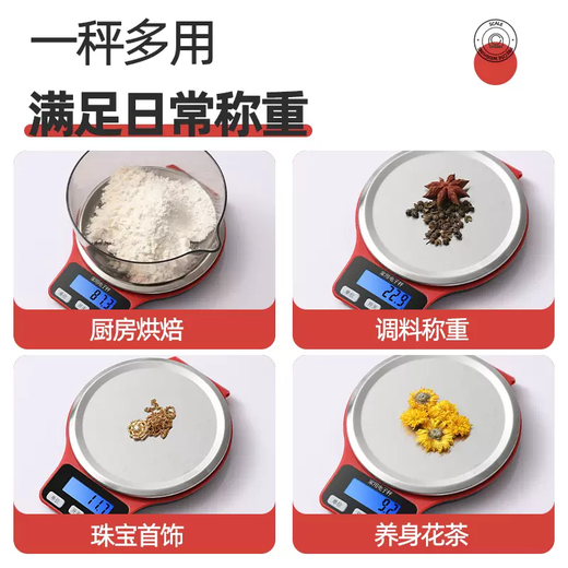 Yusenyi small cooking scale high-precision food grams coffee roasting scale balance scale household gram weight accurate three-use model (5kg0.1g) free scale bowl-charging cable cable-battery 6 luxury gift
