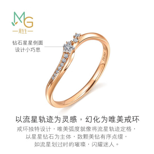Chow Sang Sang Lucky Meteor Diamond Ring Qingxing 18K Gold Track Ring Women 93906R Pricing 13 Circles