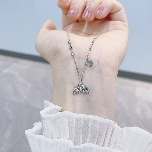 Laofu gold platinum necklace pt950AB chain fish scale love fish tail set chain for women as a birthday gift for girlfriend and wife, about 5.03g