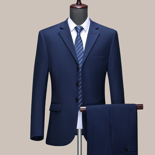 SEVEN 7 Seven brand men's wool suit suit business professional formal wear new knot dress high-end interview handsome suit 168 Baolan three buttons (no split) S 165/46 (please leave a message for what size pants you want)
