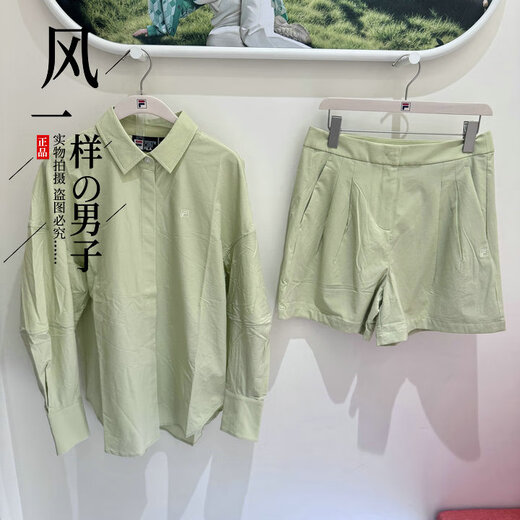 FILA women's 2025 new summer woven long-sleeved shirt shorts-F11W523408/523803 top F11W523408FLB S 160