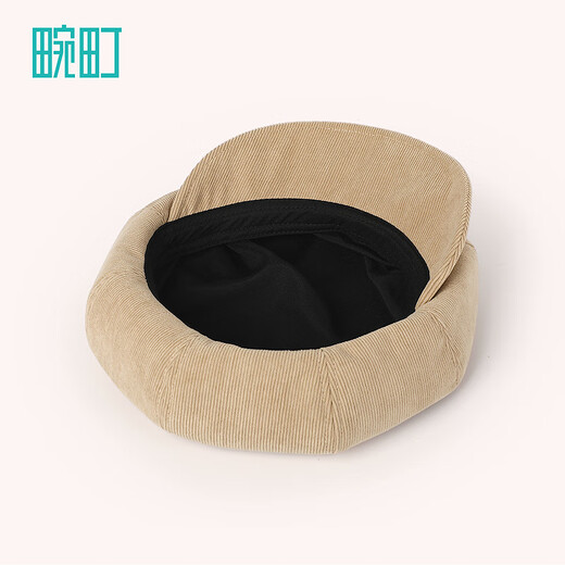 Wanding Sweet Leopard Print Cat Ears Corduroy Octagonal Hat Light Brown One Size