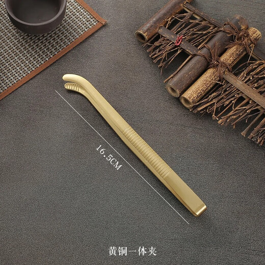 Brass Tea Ceremony Six Gentlemen Set Tea Clamp Tea Spoon Tea Fork Tea Knife Black Sandalwood Pot Pen Stainless Steel Six Gentlemen Accessories Zen Tea Blind Six Gentlemen Brass Accessories
