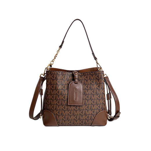 Hong Kong women's new bag bag 2024 texture cross-body bag large capacity portable shoulder leather women's bucket bag 2686M coffee small size, anti-counterfeiting code shopping receipt