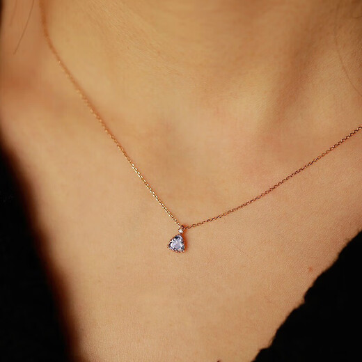 Luanjie natural tanzanite 18K gold triangle pendant gold necklace women's diamond inlaid light luxury jewelry Japanese simple earrings