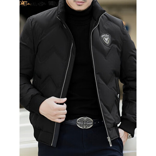 LILANZ's new winter down jacket for men, young and middle-aged fashionable casual stand-up collar short style warm black 6620 thin and light style 3XL 190/108A recommended 175-185Jin Jin equals 0.5kg