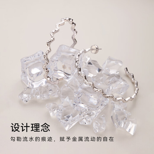 Arsis star same style Liuguang series sparkling earrings women's large hoop earrings high-end light luxury earrings as gifts for girlfriends Lingjing sparkling C-ring earrings丨large size