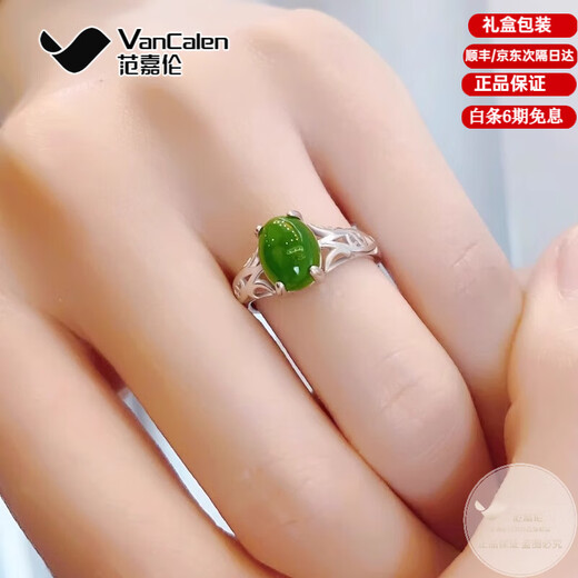 Fan Jialun Silver Ring Women's Southern Red Agate Women's S925 Silver Women's Ring Jewelry Colored Gemstone Ring Single Ring Green
