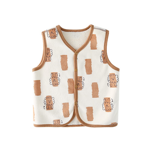 Miantiantang double-sided vest thick plush jacket for boys 2025 autumn new style girls plush vest he mid-soled lion 90