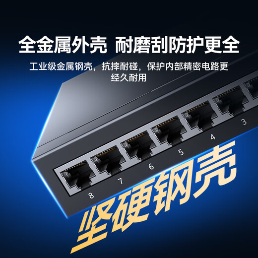 Shanze 8-port Gigabit steel shell switch network cable splitter business dormitory switch 4-port monitoring network extender hub splitter metal body TKQ08