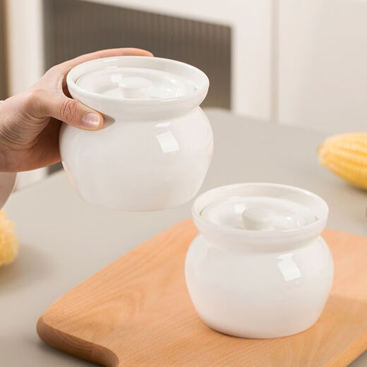 Oupinyuan earthenware stew pot water-proof red bird soup steamed egg stew pot with lid soup pot Chinese Shaxian snack ceramic simmering soup pot white 500ML single pack