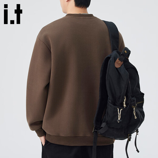 Izzue it Hong Kong trendy brand Henry collar sweatshirt men's autumn and winter American retro trendy casual heavy pullover top brown official authentic M