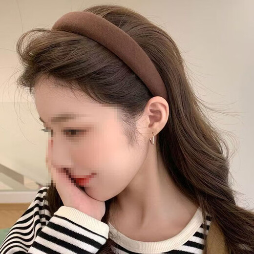Follow-up sponge high headband women's face wash headband retro French wide-brimmed hair accessories hair bundle press hairpin headband dark coffee color + milk tea color 2 pcs