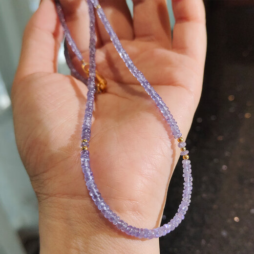 Fei Sheng Ji Fat Dong Lai's same style tanzanite necklace 18K gold colored gemstone beads ruby pigeon blood tanzanite diopside 18K gold ruby beads (length of necklace is about 42CM)