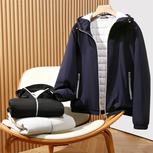 Light and warm cow goods Sheep wool mulberry silk filled autumn and winter men's windproof light and warm cotton jacket hooded jacket 1610 Gentleman Blue 4XL Recommended weight 190-205Jin Jin is equal to 0.5 kg