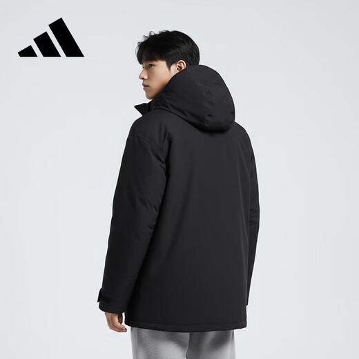 Adidas 25th Winter Black Parka Down Jacket Business Commuting 600 Puff Herren Casual Daunenjacke mit Kapuze