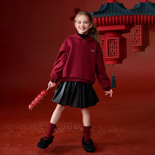 ASK JUNIOR children's sweatshirt 25 winter medium and large children's hooded warm thick sportswear girls' tops