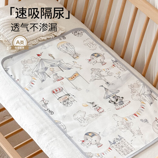 Baby changing pad waterproof and washable pure cotton surface newborn baby large size sheet breathable aunt care pad Bamboo Bear - skin-friendly combed cotton (recommended to prepare 2-3 for easy replacement and washing) 60x120cm