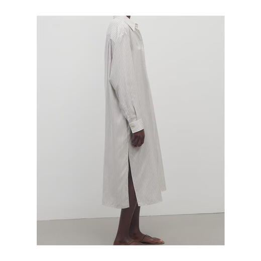 The Row Women's Dress Slim and Breathable Striped Commuting Daily Long Dress Simple White One Size |US-0