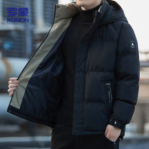 ROMON cotton jacket men's winter trendy casual and comfortable outdoor warm cotton jacket cotton jacket men's 8891 black 2XL
