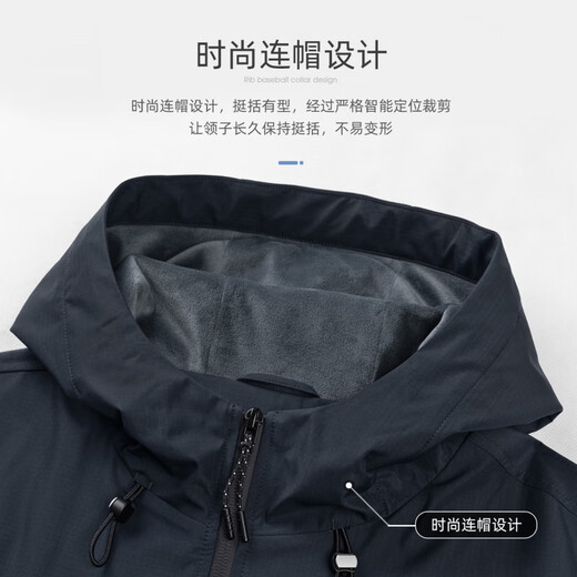Shanshan (FIRS) Silver Fox Velvet Hooded Plush Jacket Men's 2025 Autumn and Winter New Business Warm and Windproof Commuting Jacket 413 Navy Blue L 175/92A