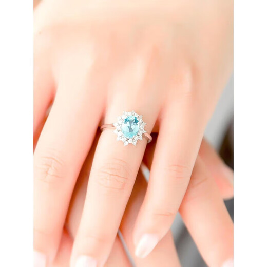 Everlasting Leaf .3 Carat Aquamarine Princess Diana Style 925 Silver Ring Female Gemstone Personalized Original No. 9