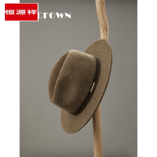 Hengyuanxiang new autumn and winter men's classic retro herringbone wool flat brim hat casual fashion large head hat Welsh plaid flat brim M (56-58cm)