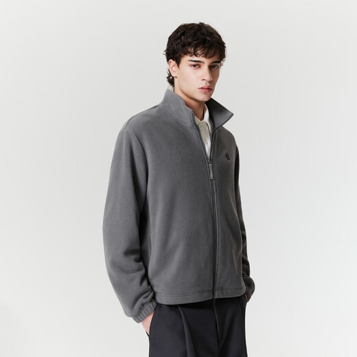 JACK&JONES Boys Autumn Versatile Jacket 2025 New Comfort Stand Collar Long Sleeve Polar Fleece Jacket 225321069 Smoked Pearl M (175)