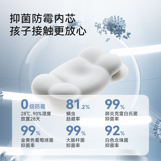 Time Passbook Cloud Pillow, Memory Foam Neck Pillow, Spine and Cervical Pillow, Side Sleeping Pillow, Children's Pillow, Available for Students and Adults, T2 Segment, Children 6-12 Years Old, Clear Sky Blue (recommended height 120-160cm)