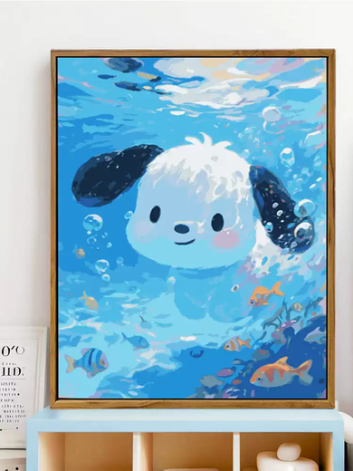 
Qilicai Summer Swimming Pool Sanrio Kulomi IY Digital Oil Painting Hand-painted Filled Colored Cartoon Acrylic Decorative Painting LL16784 Acrylic Painting + Professional Oil Canvas + Multiple Professional Paintings
