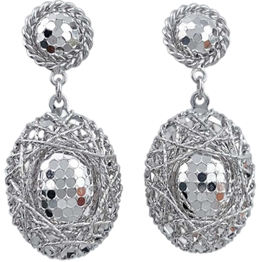 Laofu gold and platinum wire-wrapped fish scale pigeon egg earrings, about 7.88g