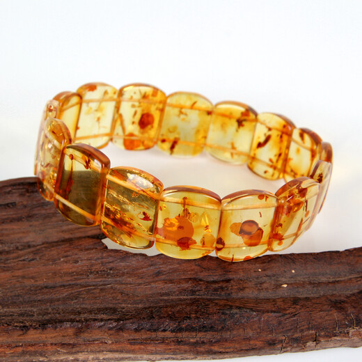 Yuzhi 1 object 1 certificate 1 shot natural amber flower amber hand row square hand brand bracelet female mother best friend gift flower amber hand row unique product G727