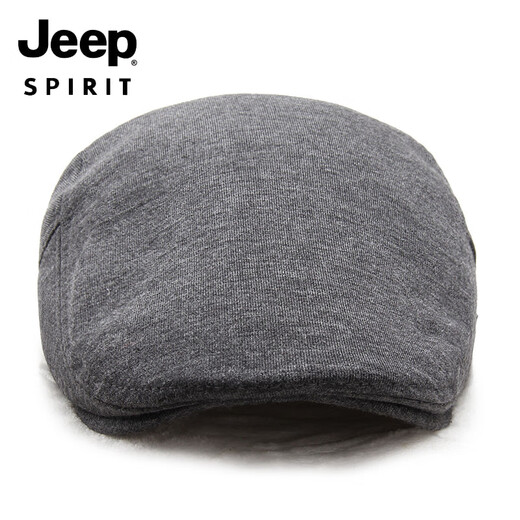 JEEP Autumn and Winter Hat Men's Cotton Peaked Hat Korean Version Light Board Solid Color Painter's Beret Women's Black One Size Adjustable